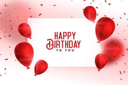 happy birthday red balloons card designのイラスト素材