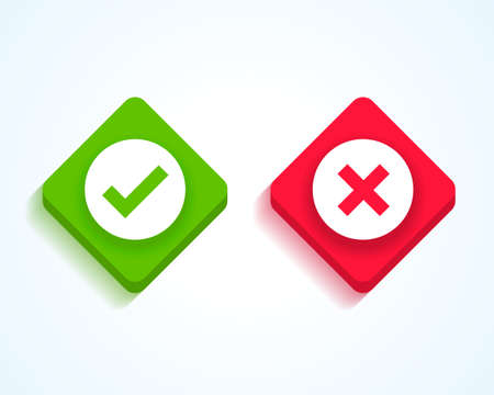 green check mark and red cross buttonsのイラスト素材