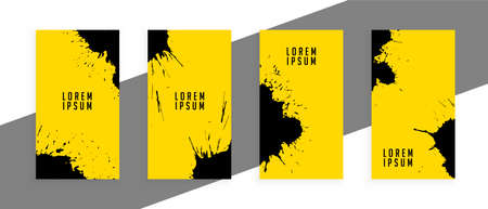 yellow banners with black ink splatter watercolorのイラスト素材