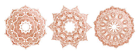three detailed mandala pattern ethnic setのイラスト素材