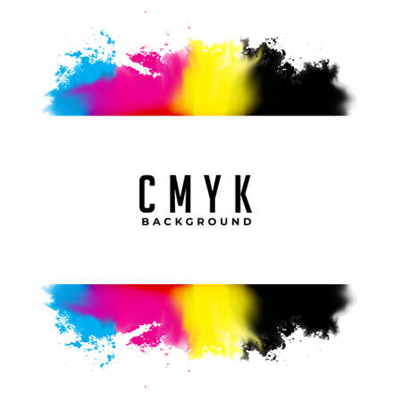 abstract cmyk watercolor splatter backgroundのイラスト素材