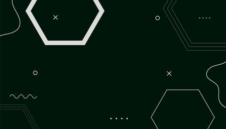 abstract geometric hexagon memphis black and white background