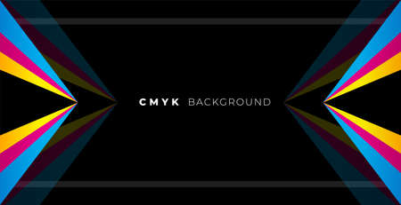 geometric black background with cmyk colorsのイラスト素材
