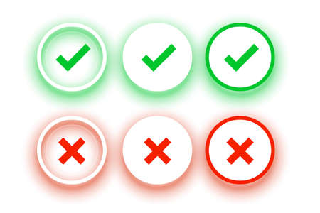 circular check mark and cross buttons setのイラスト素材