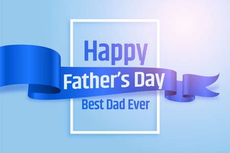 happy fathers day realistic ribbon card designのイラスト素材