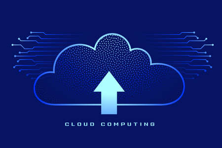 cloud computing background with upload arrow symbolのイラスト素材