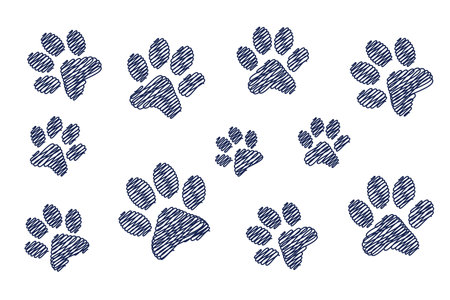 hand drawn doodle of animal paw printsのイラスト素材