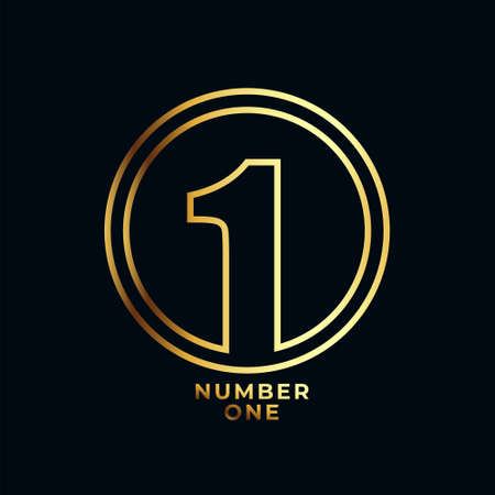 line style number one winner achievement label designのイラスト素材