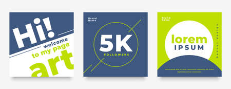 social media post feed green template set