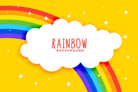 clouds and rainbow on yellow backgroundのイラスト素材