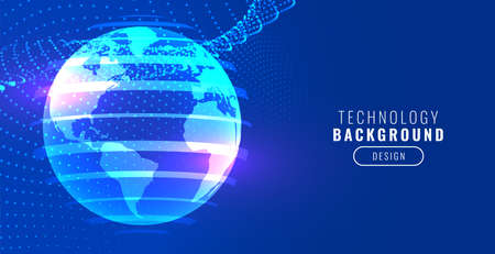 technology earth blue banner with particlesのイラスト素材