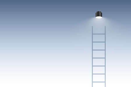 ladder stairway with light bulb concept backgroundのイラスト素材