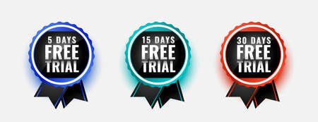 free trial badge stamps for 5 10 and 30 daysのイラスト素材