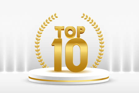 top 10 golden podium award backgroundのイラスト素材