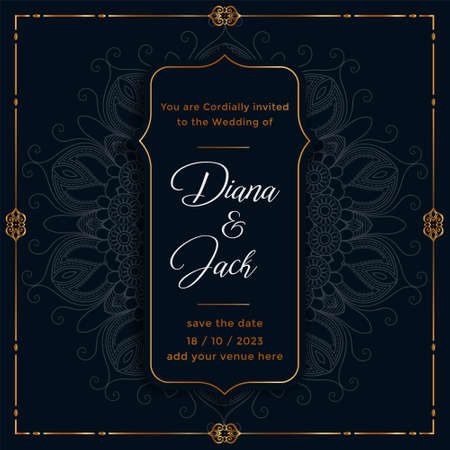 ethnic mandala wedding card template designのイラスト素材