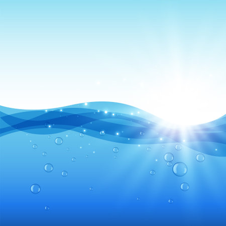 aqua water with sun light backgroundのイラスト素材