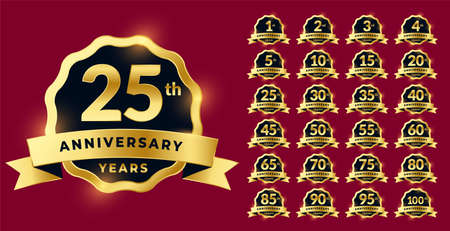 anniversary labels set in golden styleのイラスト素材