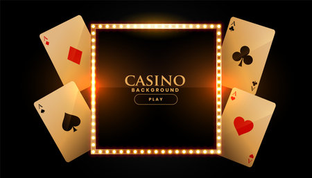 casino background with cards and golden frameのイラスト素材