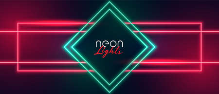 red neon light diamond frame bannerのイラスト素材