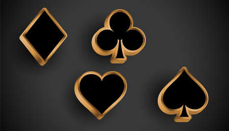 3d realistic casino card suit symbols designのイラスト素材