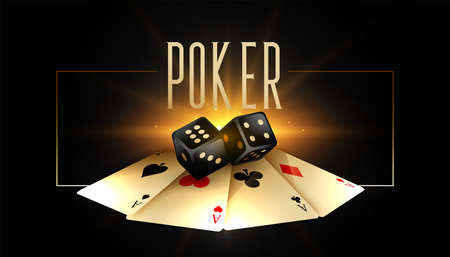 poker background with golden cards and realistic diceのイラスト素材
