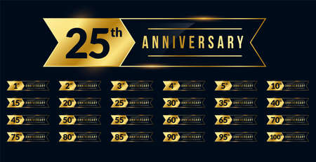 ribbon style anniversary golden labels set