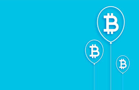 flat bitcoin bubble balloon concept backgroundのイラスト素材