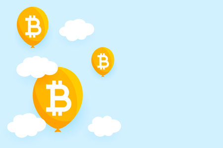 flat bitcoin balloon bubble concept backgroundのイラスト素材