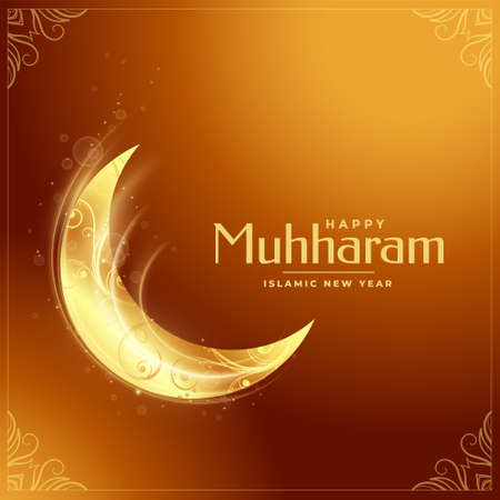 traditional muharram festival golden moon card designのイラスト素材