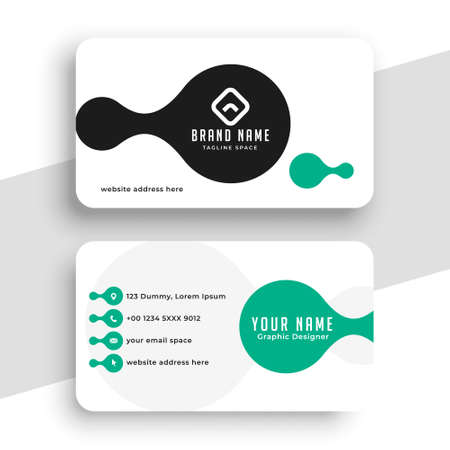turquoise and white business card designのイラスト素材