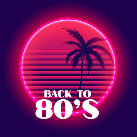 back to 80s retro neon paradise backgroundのイラスト素材