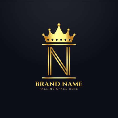 luxury brand for letter N with crownのイラスト素材