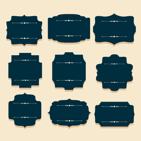 vintage invitation label frames set of nineのイラスト素材