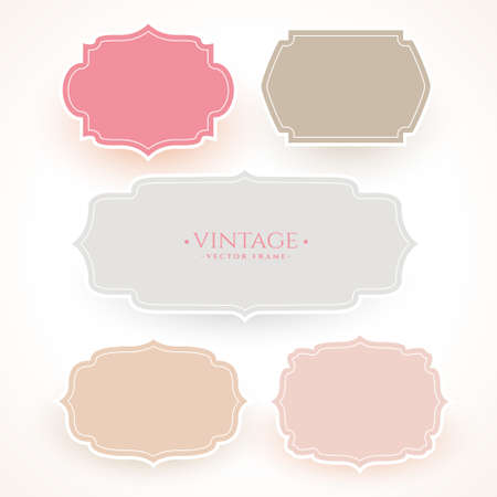 set of vintage frame label in soft colorsのイラスト素材