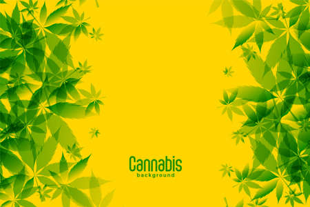 green marijuana leaves on yellow backgroundのイラスト素材