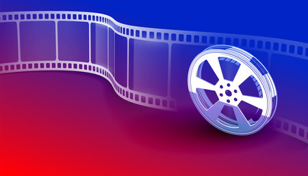 cinema movie film strip vibrant backgroundのイラスト素材