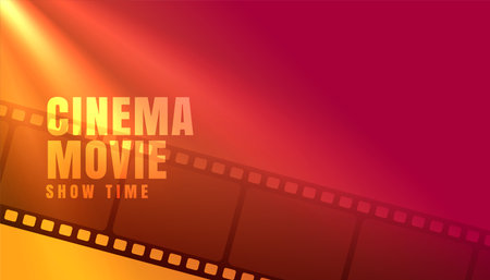 cinema movie showtime with film strip backgroundのイラスト素材