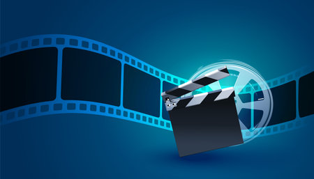 film strip background with clapper boardのイラスト素材