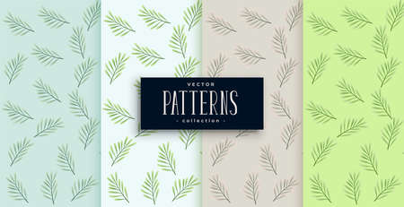 leaves pattern set in four colorsのイラスト素材