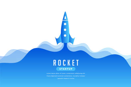 flying rocket background in blue colorのイラスト素材