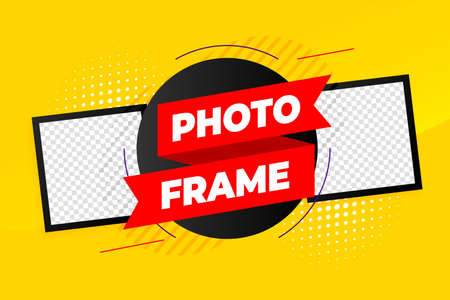 photo frame yellow background designのイラスト素材