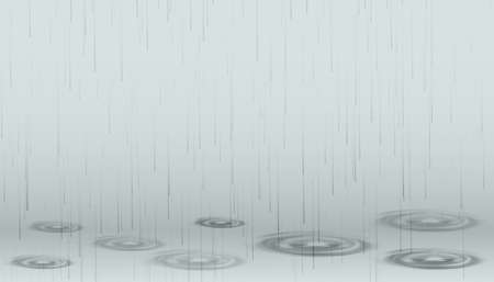 falling rain drops on ground with ripplesのイラスト素材
