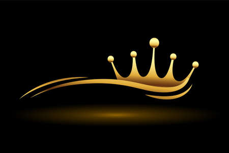 golden crown with wave lineのイラスト素材