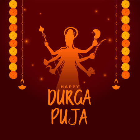 maa durga worship godess festival card designのイラスト素材