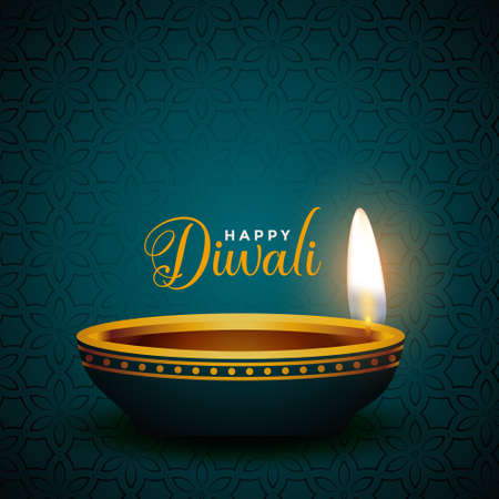 realistic diya design for happy diwali festivalのイラスト素材