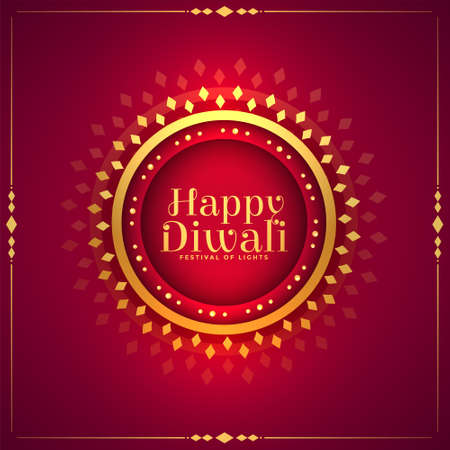 golden happy diwali premium mandala frame card designのイラスト素材