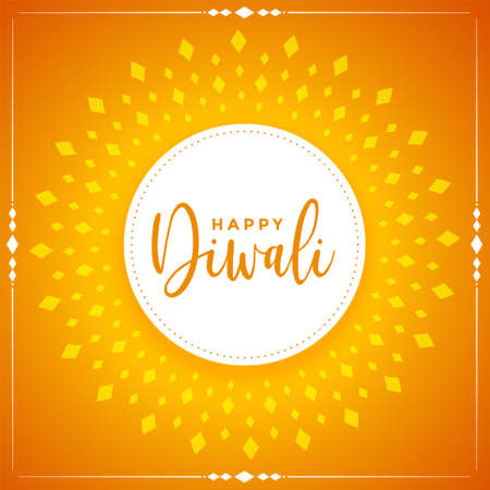 happy diwali wishes card in yellow backgroundのイラスト素材