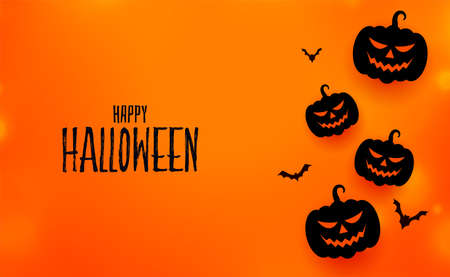 happy halloween event card with pumpkins and batsのイラスト素材