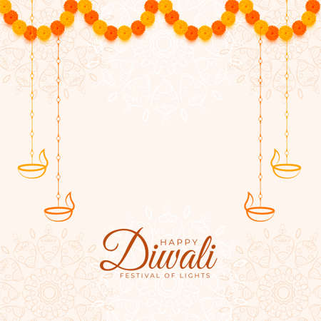 happy diwali traditional white decorative backgroundのイラスト素材