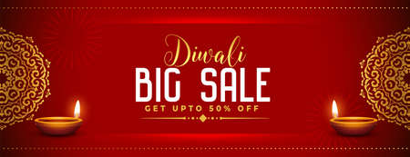 red diwali mandala decorative sale banner designのイラスト素材